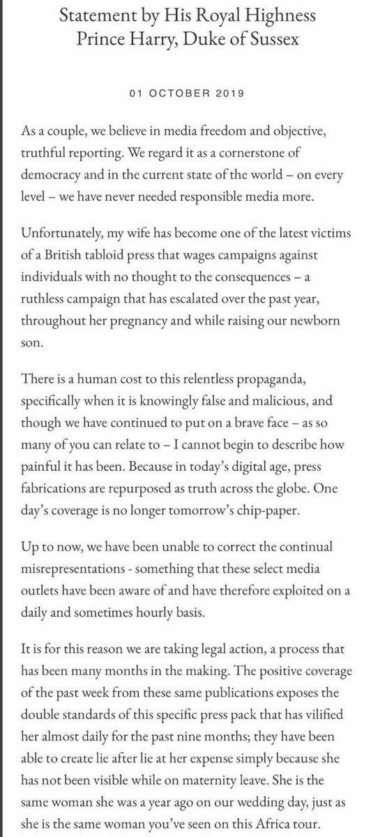 mrdanwalker's tweet photo. Here is the full statement from #PrinceHarry on the decision to take action against the Mail On Sunday. I’m sure we’ll be covering this on #bbcbreakfast from 6am tomorrow morning https://t.co/aqNGj7i4BV