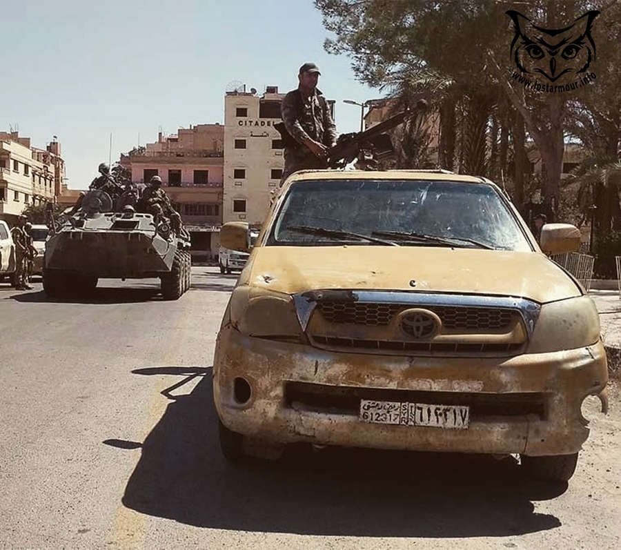 A Russian BTR-82A with Russian servicemen and an SAA Hilux in Palmyra. 17/ https://vk.com/anti_terrorism?z=photo-107187851_457288436%2Falbum-107187851_00%2Frev