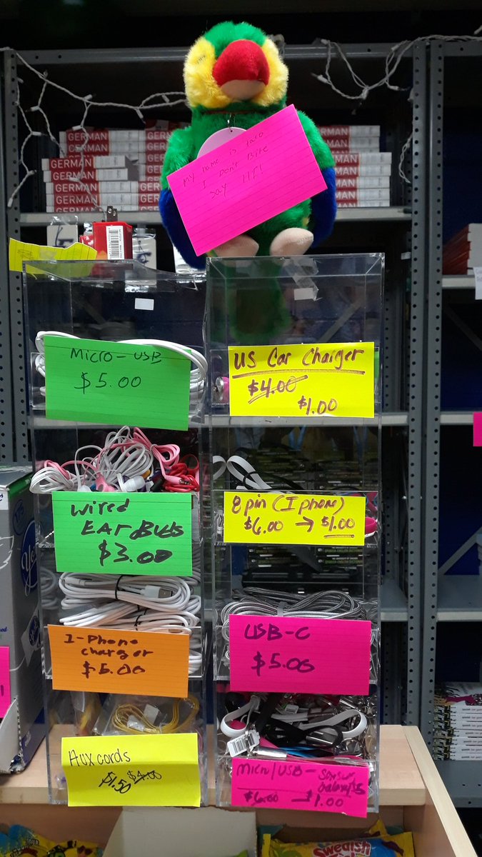 FairmontMktg's tweet image. Day 2 of #DECASBEweek is "Best Display". We love our Off the Shelf store mascot @hbeard83 and how he watches over our earbud and cell phone charging cord display. @DECAInc