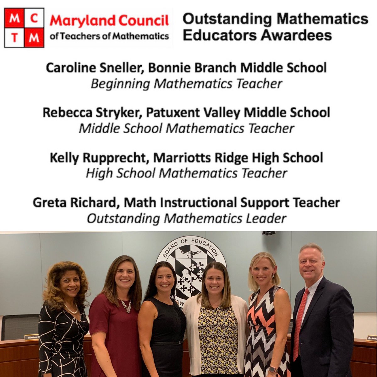 hcpss_secmath's tweet photo. ⁦OUTSTANDING @hcpss_secmath⁩ educators recognized by ⁦@mjmsuper⁩ and ⁦@MavisEllisBOE⁩ at today’s ⁦@HCPSS⁩ Board of Education meeting ⁦@hcpss_bbms⁩ ⁦@hcpss_pvms⁩ ⁦@hcpss_mrhs⁩ ⁦⁦@hcpss_hms⁩ https://t.co/SG7YWB1JhY