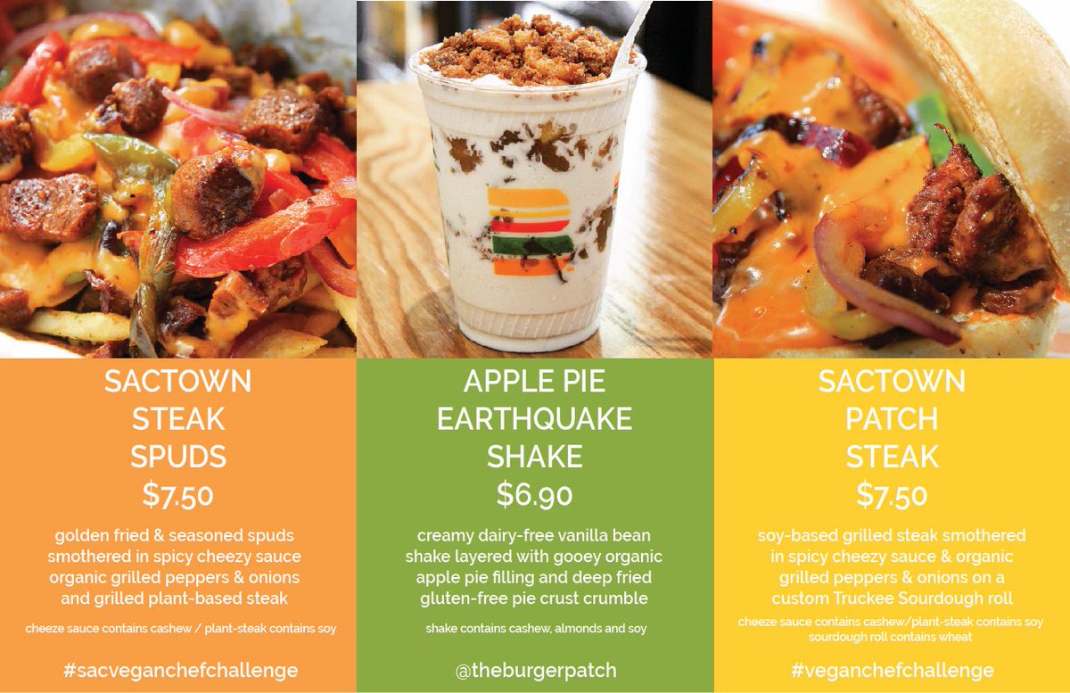 TheBurgerPatch's tweet photo. It’s @SacVegChallenge month! Check out our 3 seasonal items and vote for your fav! Better get started today so you can visit all 40+ restaurants participating 😛
#eatburgerpatch #sacveganchefchallenge https://t.co/DTY76fVvN1