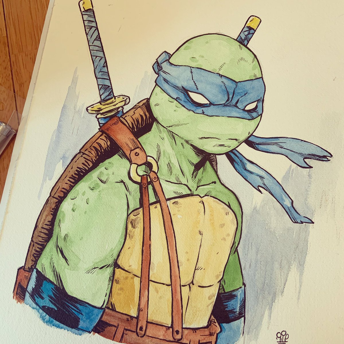 Leo.

#tmnt #leonardo #watercolor #inkwash #teenagemutantninjaturtles