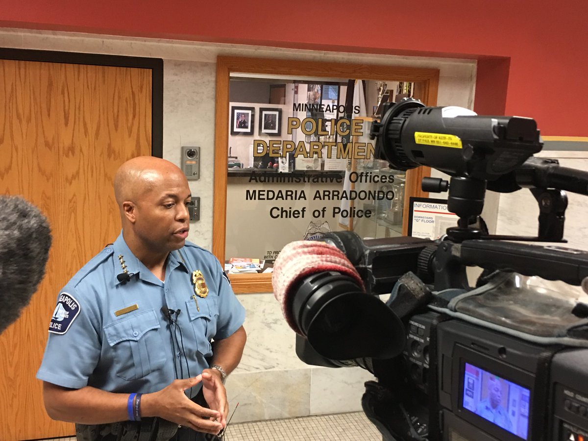 EricChalouxKSTP's tweet photo. MPLS police chief says timing of changing uniform rule where officers can’t campaign in uniform —not politically motivated—-just happened to be announced ahead of President Trump visit @KSTP https://t.co/6kPwSTlfgP