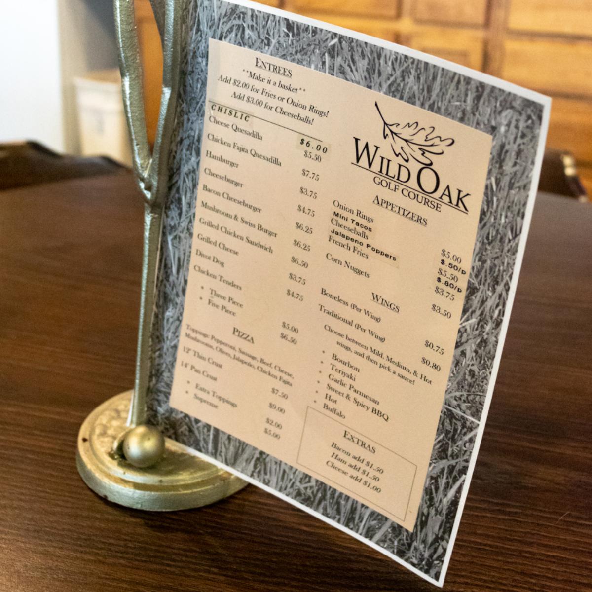 WildOakGolf's tweet photo. Our menu is nowhere near as hard to read as that downhill double breaker you had for par. https://t.co/qeCvlz2elJ