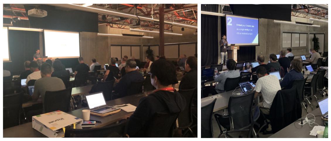 Zoho's tweet image. Zoho Product experts showcasing their development platforms to inspire partners at the Global Partner Developers Summit in Pleasanton. #ZohoDevelopers #ZohoInspire