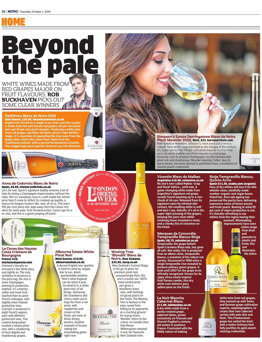 Rob Buckhaven (@robbuckhaven) on Twitter photo Blanc de Noirs wines...all the fruit flavour, none of the colour. Here are the clear winners in my <a href="/MetroUKNews/">Metro (Parody)</a> column this morning (plus my new byline photo!) #winetuesday Blanc de Noirs wines...all the fruit flavour, none of the colour. Here are the clear winners in my <a href="/MetroUKNews/">Metro (Parody)</a> column this morning (plus my new byline photo!) #winetuesday