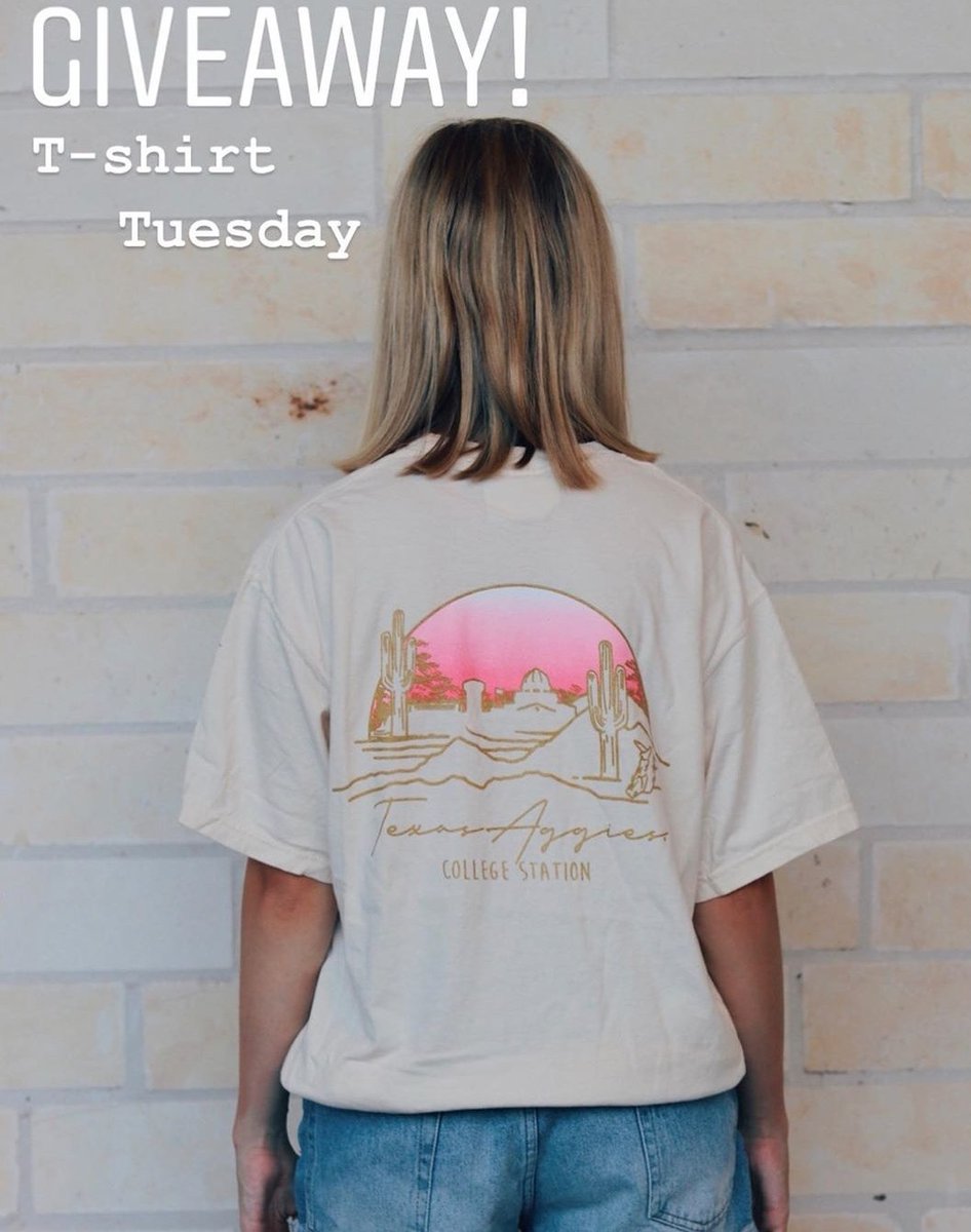 AggieOutfitters's tweet photo. Can’t stop, Won’t stop!! It’s T-SHIRT TUESDAY!!!! We have the cutest new designs for y’all and 3 people are winning them RIGHT HERE, right now! Make sure to enter on Instagram, Twitter, &amp; Facebook every Tuesday!
•
•
To enter:
FOLLOW @AggieOutfitters, LIKE, AND RETWEET! 👍 https://t.co/JeWFJXc7Yx