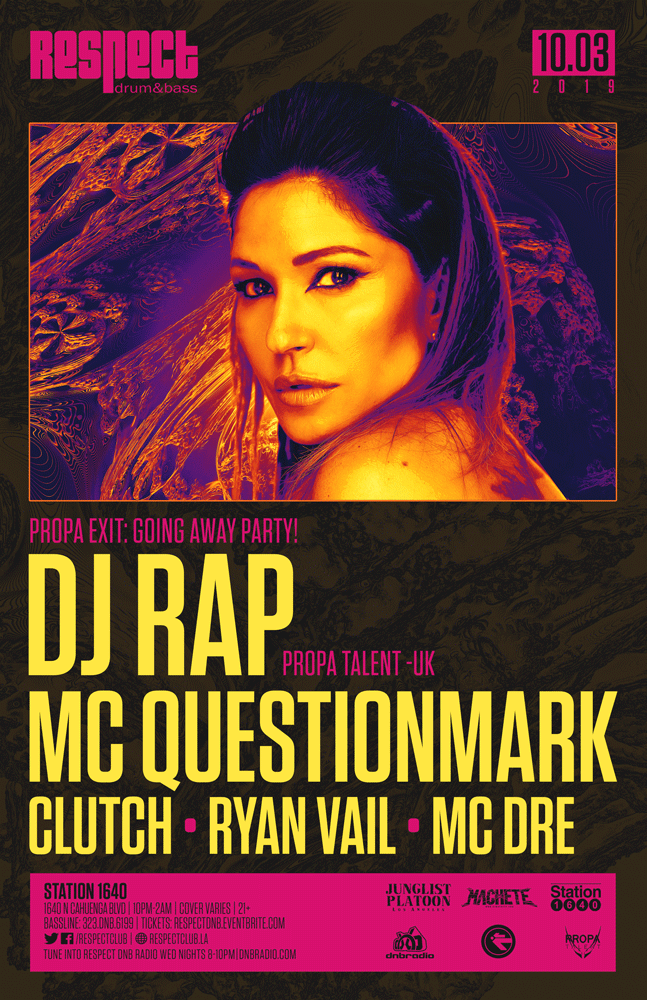 RespectClub's tweet photo. #Thursday #October3 #Drumandbass :Propa Exit: Going Away Party for @djrap w/ @MCQUESTIONMARK + @djclutchone #RyanVail #mcDre at @station1640 Tickets: https://t.co/Uj0qL2OYD7 https://t.co/l6gbQqpbDO