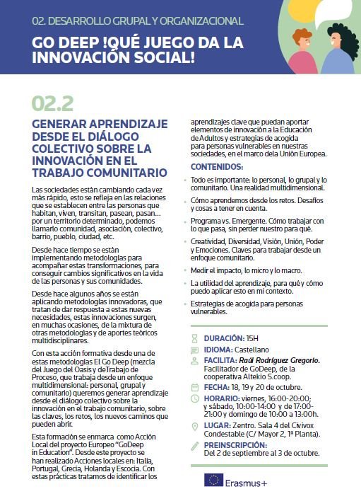 Altekio's tweet photo. 📣📣#GoDeepGame estará en Pamplona el 18, 19 y 20 de octubre.
Una acción local enmarcada dentro del Godeep in Education, Erasmus + y el ámbito de participación del municipio de Pamplona.
➡️✏️📒Más info e inscripciones: https://t.co/kOO3KreOZP https://t.co/lCRgCP5Rrp