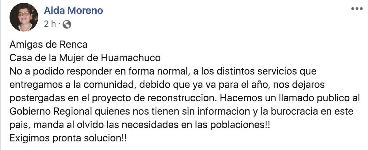 #Renca
CASA DE LA MUJER HUAMACHUCO EXIGE RESPUESTAS AL #GoreMetropolitano , ANTE ABANDONO EN OBRAS DE SUS INSTALACIONES. 😱😱😱 Compartimos post realizado, por Aida Moreno, Histórica Dirigente. <a href="/Muni_Renca/">Municipalidad Renca</a> ha colaborado con guardias durante 5 meses, para proteger el lugar.