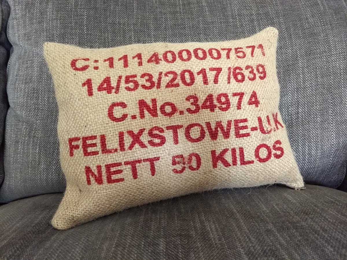 bobbinandtink's tweet photo. Goodness, I almost missed #InternationalCoffeeDay ! Loved making these coffee sack cushions and have a few of these designs still in the workroom. Get in touch if you'd like to know prices. https://t.co/TWMzWopUgb