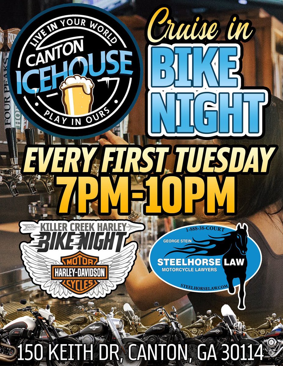 TONIGHT! KCHD Bike Night at Canton Icehouse! There will be motorcycle-only parking available, and drink + food specials. Cruise in or ride to KCHD’s Canton Icehouse Bike Night for a night of music, good food, and cold beverages! 🍻 bit.ly/2p737MW