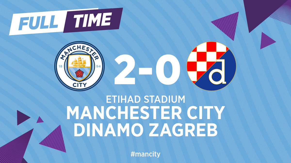 ManCity's tweet photo. FULL-TIME | We made hard work of it, but job well and truly done!

🔵 2-0 🔶 #ManCity #UCL https://t.co/jyldVwGjDB