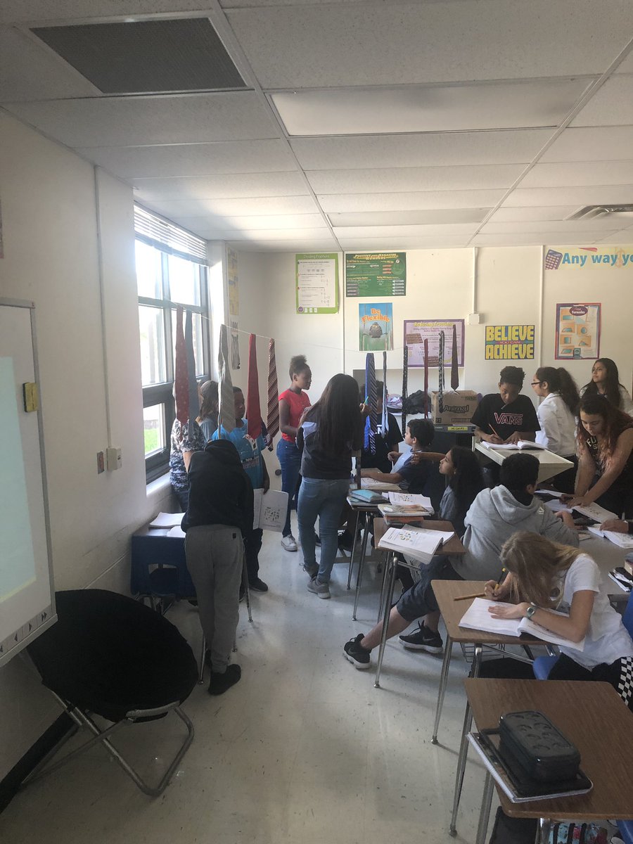 jacob_reeser's tweet image. Best way to get kids motivated for your lesson is to have a string with a bunch of ties hanging on it. The kids then had to make ratios.#gvrox #mck8 #illustrativemath