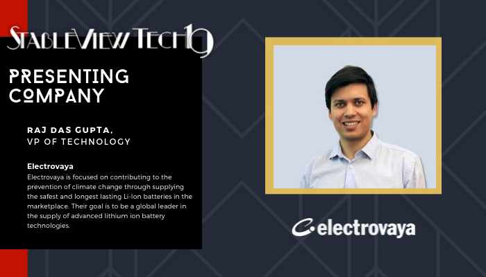 Electrovaya is focused on contributing to the prevention of climate change through supplying the safest and longest lasting lithium-ion batteries in the marketplace: electrovaya.com

Learn more about <a href="/Electrovaya/">Electrovaya</a> live at #SVTECH19 this October 3rd: stableviewtech19.lpages.co/homepage/