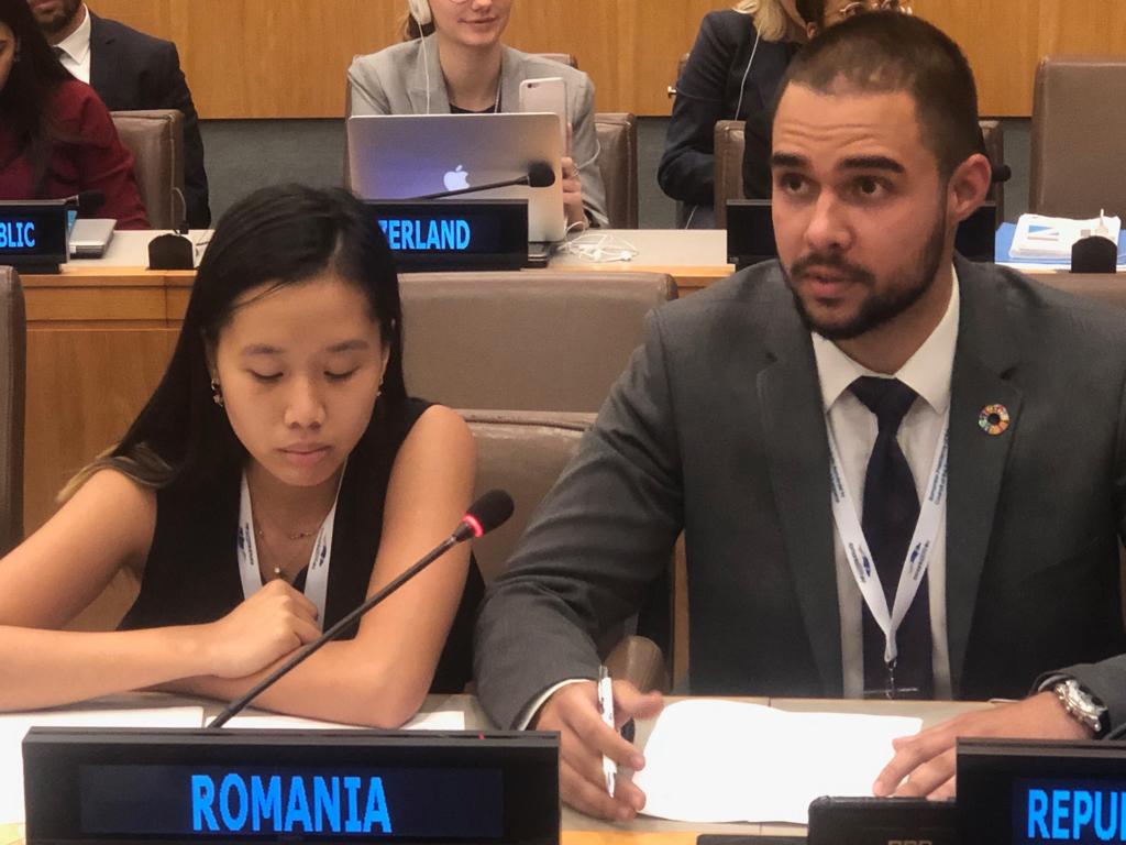 RomaniaUN_NY's tweet photo. The importance of access to quality education and health services for all young people, regardless of background, gender, culture or religion was highlighted by Romania's #UN #YouthDelegates @ro_unyd in their statement held today in the #ThirdCommitte
#Youth4SDGs https://t.co/3rEAimSAX3