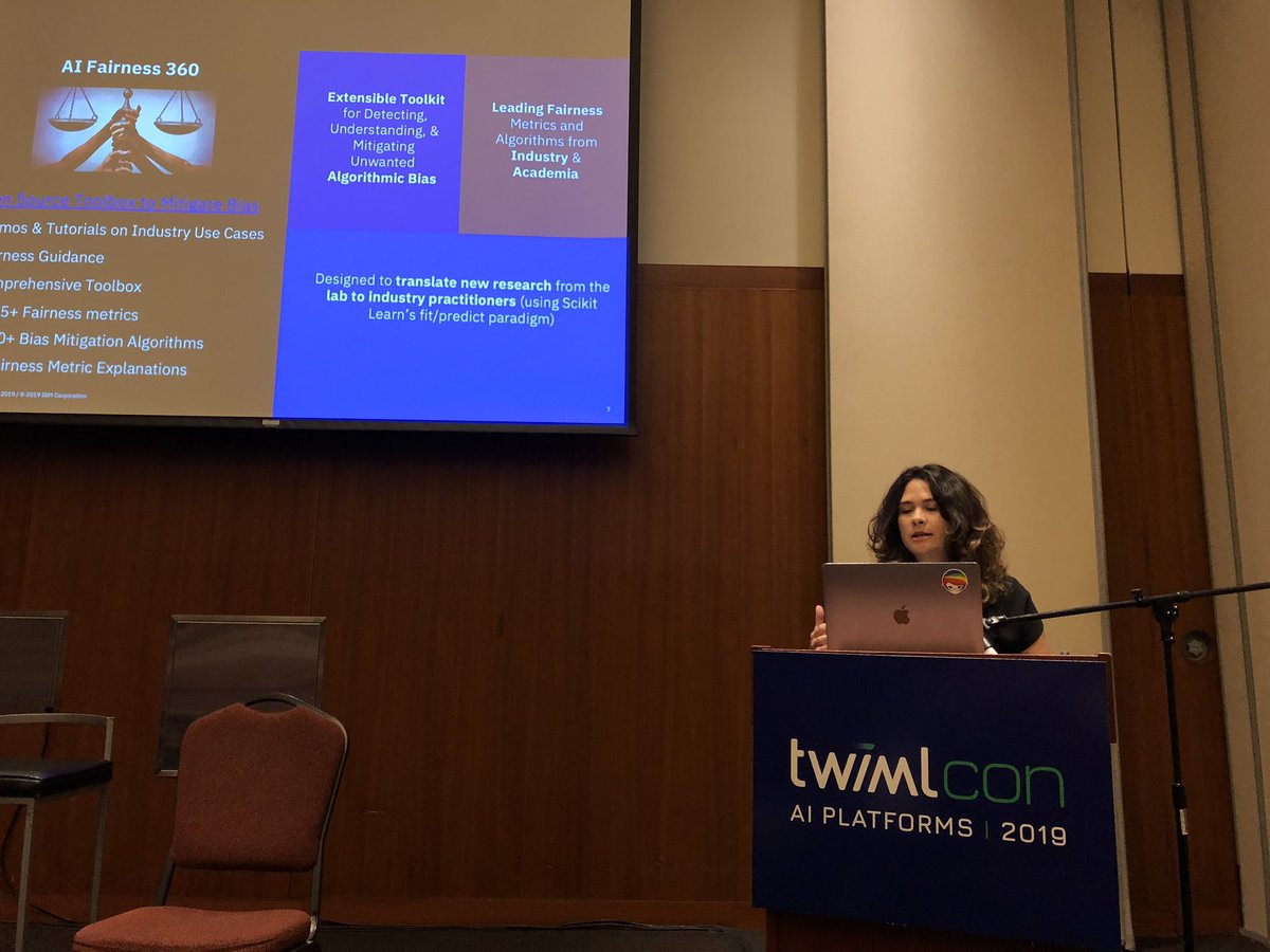 Important topic for #MLOps: removing bias from the #ML pipeline. Data Science and AI Evangelist <a href="/mahoney_trisha/">Trisha Mahoney Nakayama</a> showing #TWIMLcon how it’s done. <a href="/IBMDataScience/">Data Science News</a> #AIF360