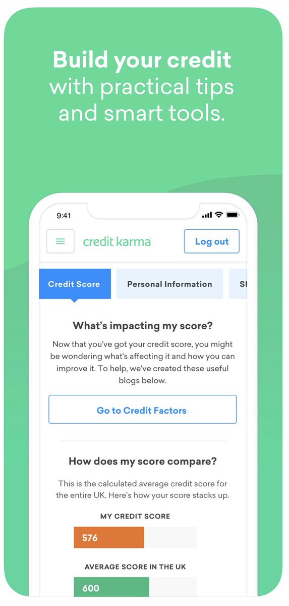 Credit Karma is also another completely free app that allows you to check your score and gives you tips to help build up your credit score It will also alert you to any changes that may occur on your credit file