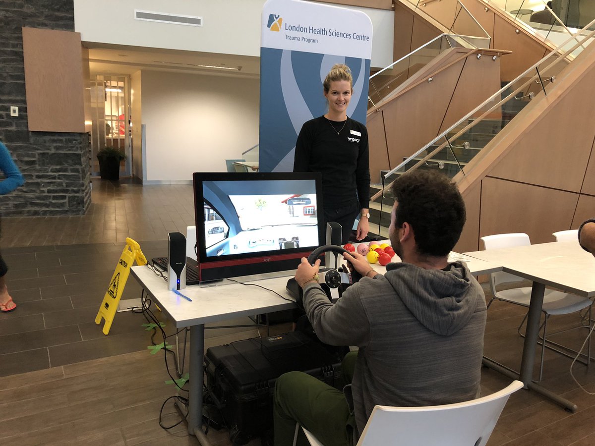 LHSCCanada's tweet image. Our #LHSCTraumaProgram is out at #OntarioHall at @westernU participating in their #WellnessCarnival with the impaired driving simulator discussing the risks and dangers of driving distracted and/or impaired #KnowWhatImpairedMeans