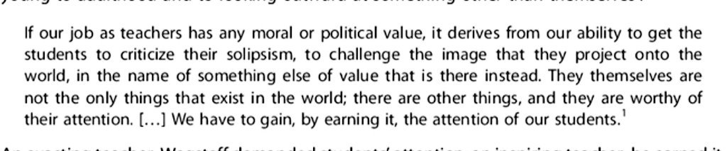 'We have to gain, by earning it, the attention of our students' C. Wagstaff #teachinginspiration #loveyourteacher #neverforgotten