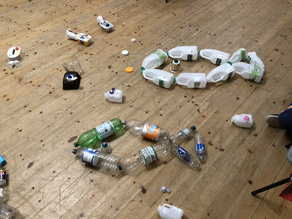 tedrangers's tweet photo. Turning a pile of plastic into threatened creatures of the sea. Making a statement and  promises to reduce plastic use #FutureGirlActs @recycle_now #PlasticPromise https://t.co/980hyMCWQb