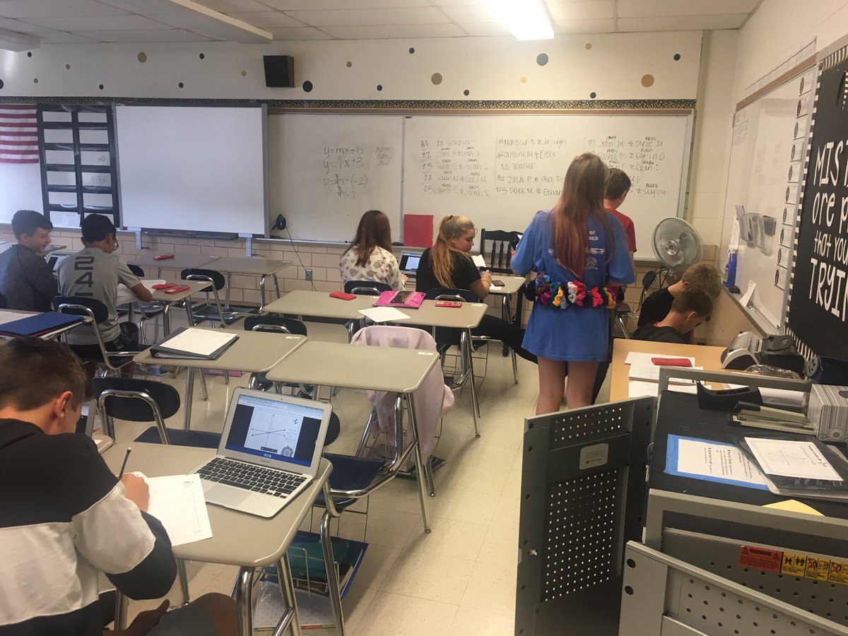KBrownAWJHS's tweet image. Math 8 students completed QR Code task cards and a scavenger to practice writing linear equations from graphs. We also had some AWesome VSCO outfits for spirit day! #AWhomecoming #LinearEquations
