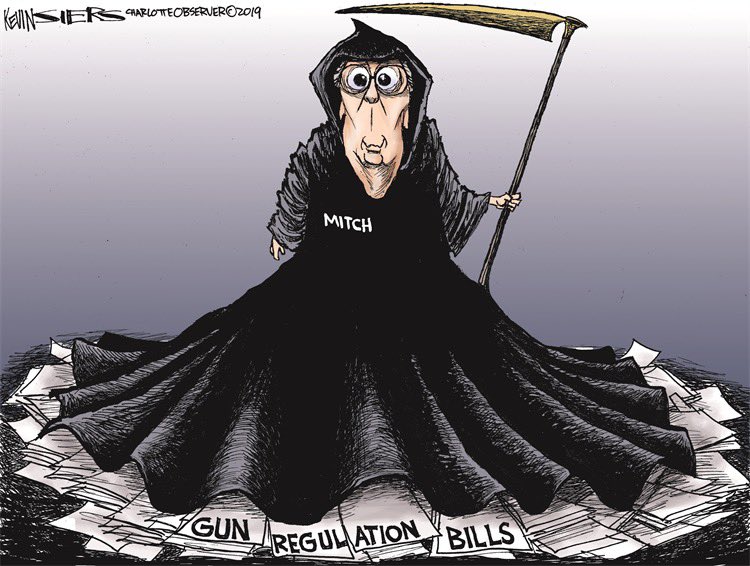 These deaths are on his hands though. He requests to be known as the Grim Reaper on passing legislation. He certainly lives up to the name.The NRA is in Republicans’ pocketbooks as well as ears, telling them how to spread fear & lies about guns to the public. We know better.