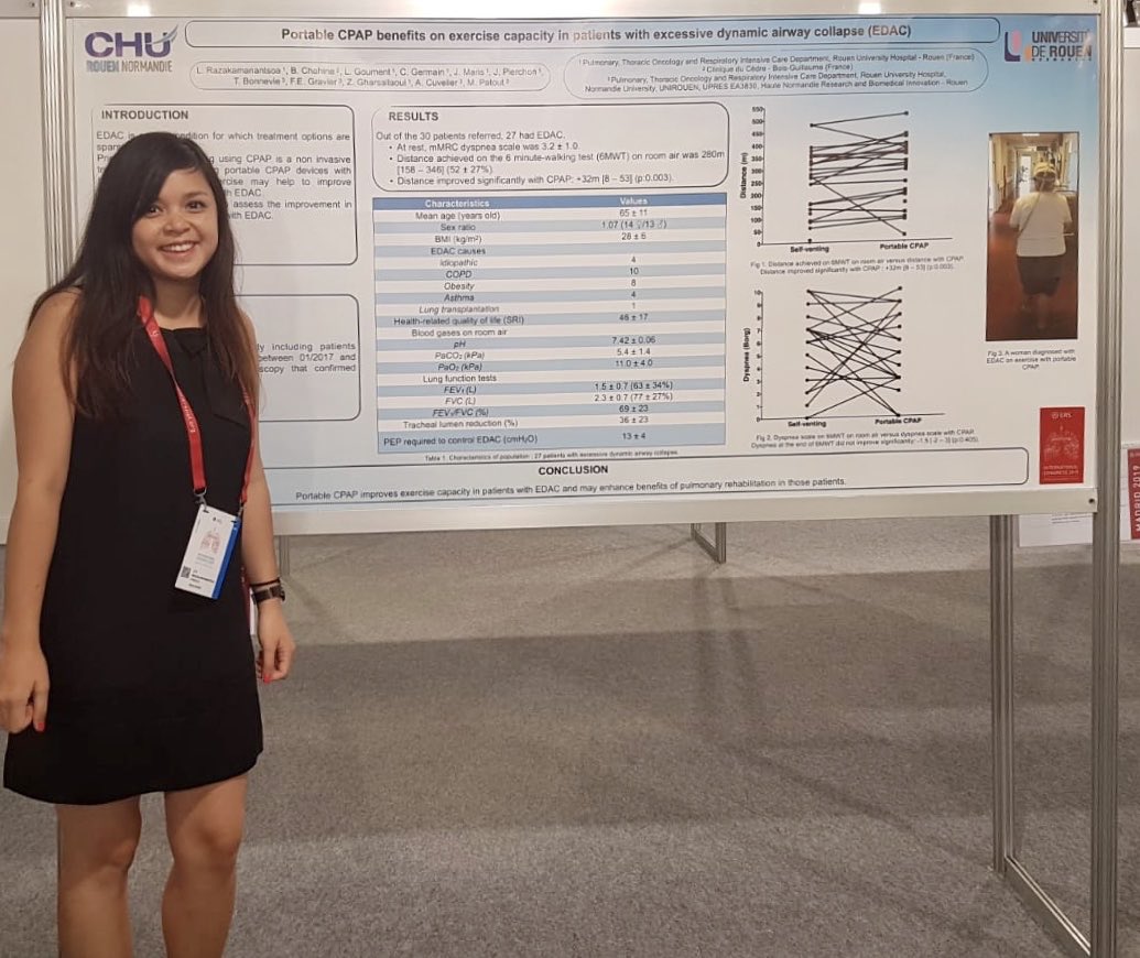 <a href="/RZK_Lea/">Razakamanantsoa Léa</a> présente nos résultats pour la gestion des dyspnées complexes avec #trachéomalacie grand intérêt des participants à #ERS2019 très encourageant pour l’année-recherche #master2 qui s’annonce grâce au <a href="/CHURouen/">CHU de Rouen</a> qui permettra de mieux comprendre les mécanismes de la dyspnée
