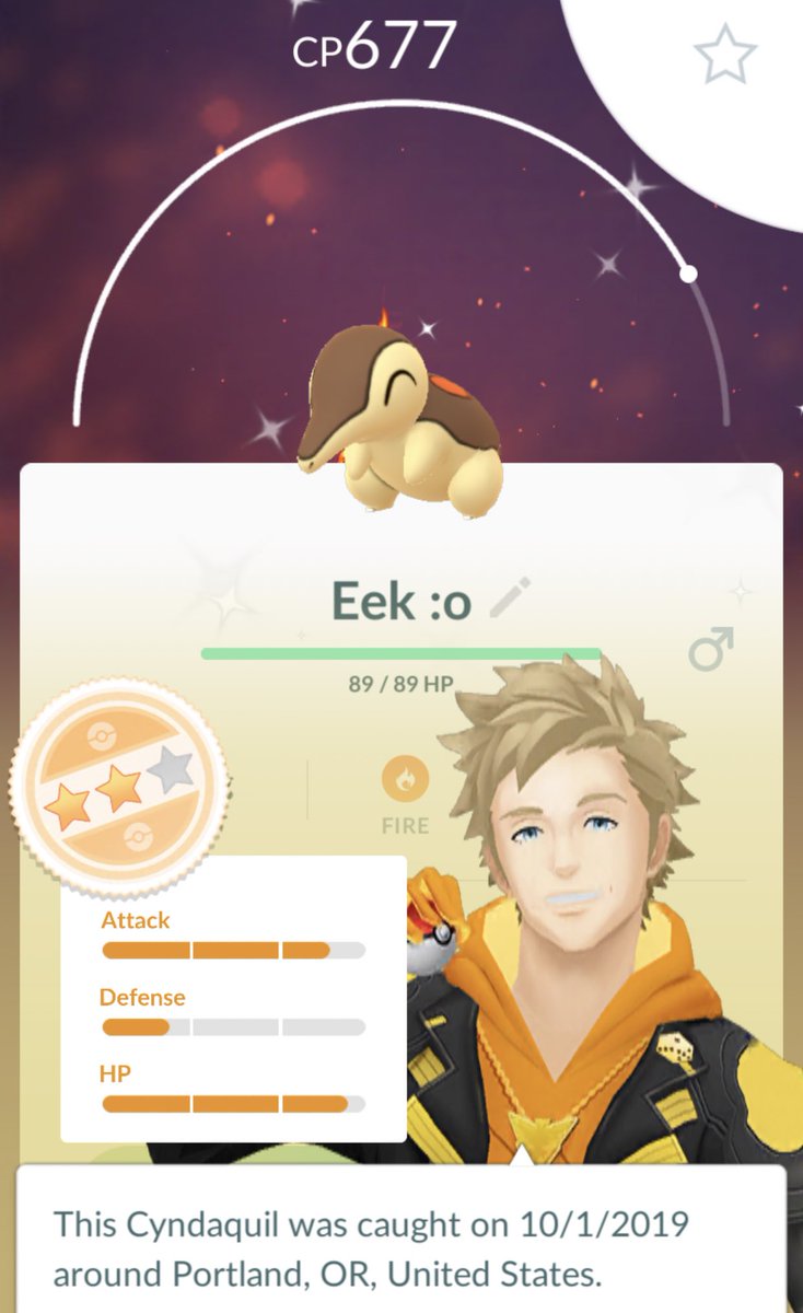 bugcatcherkate's tweet photo. AHHHHHHH ✨ suuuuure #cyndaquil had a #CommunityDay already and everyone has their share of shinies. But I *adore* Cyndaquil because it was my first #PartnerPokemon and this just made my WHOLE DAY 😭✨🔥
#pokemongo #shinypokemon https://t.co/7l2m9FXeNu