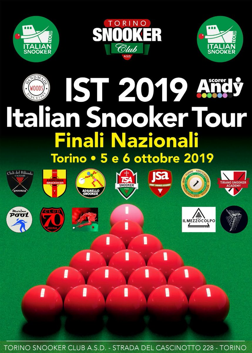 PISASNOOKER's tweet photo. ITALIAN SNOOKER TOUR - FINALI NAZIONALI. questo week-end presso @snooker_d Torino
#eurosportsnooker @snookerforall https://t.co/t4v2bnsaYW