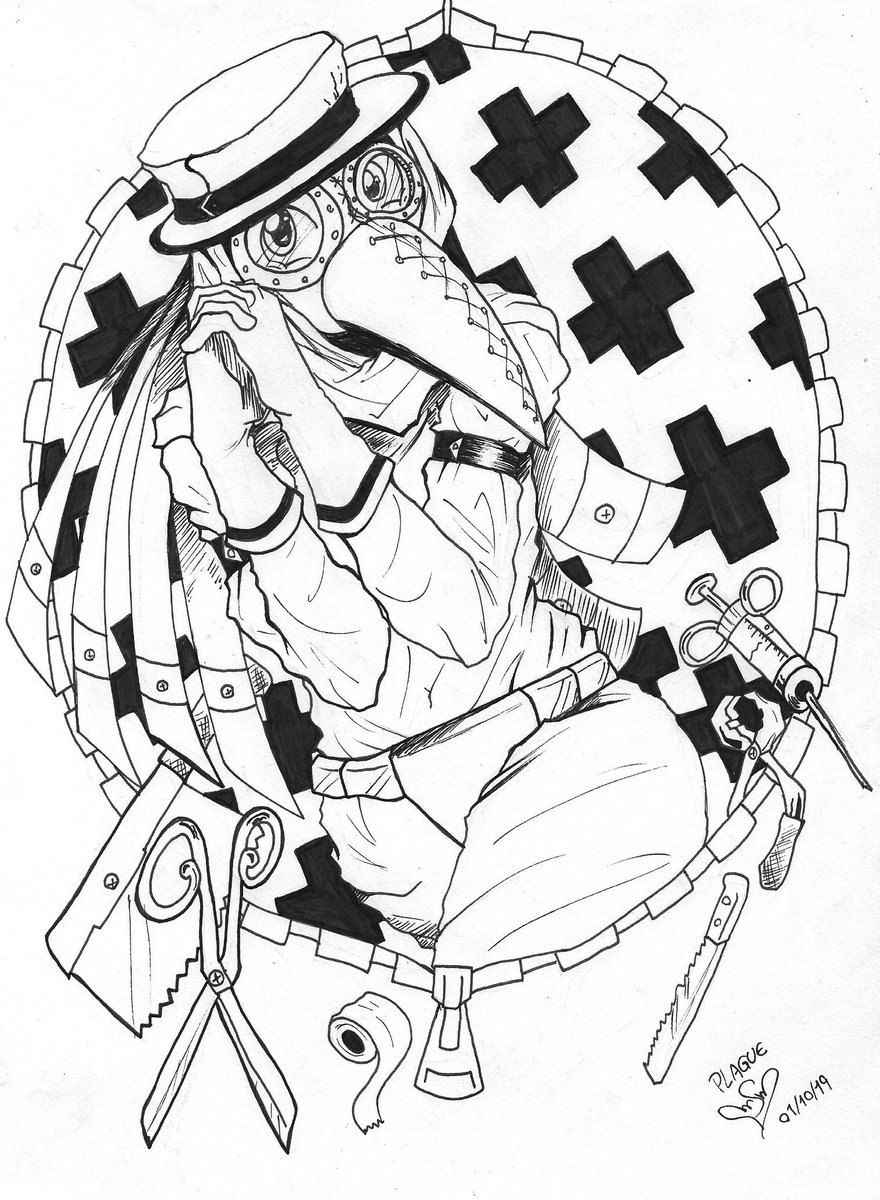 ReddAbsol's tweet photo. #31MonsterGirls 
Following @ElectroJelly 's prompt for Inktober, focused on Monster Girls! 
The theme for day 01 is Plague~ https://t.co/KfhqZ9KlVh