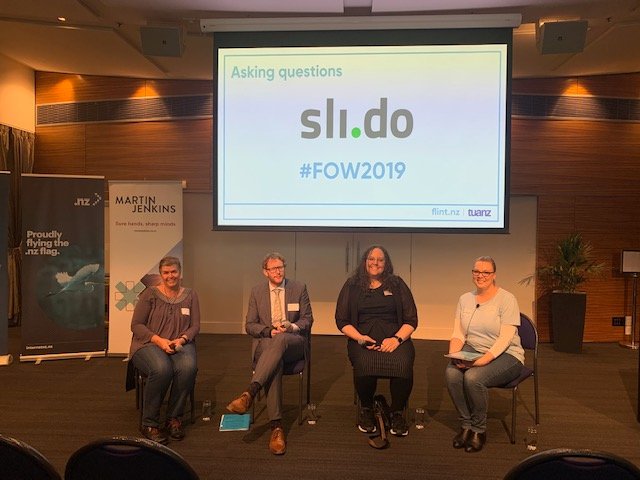NZRise's tweet image. What&apos;s up #NetHui?!  Our Co-Chair Vic MacLennan is on this panel with the amazing Jon Duffy, Kate Pearce and Aimee Van Barneveld #FOW2019 @NZPrivacy @TradeMe @NetHuiNZ @InternetNZ #FLINT
