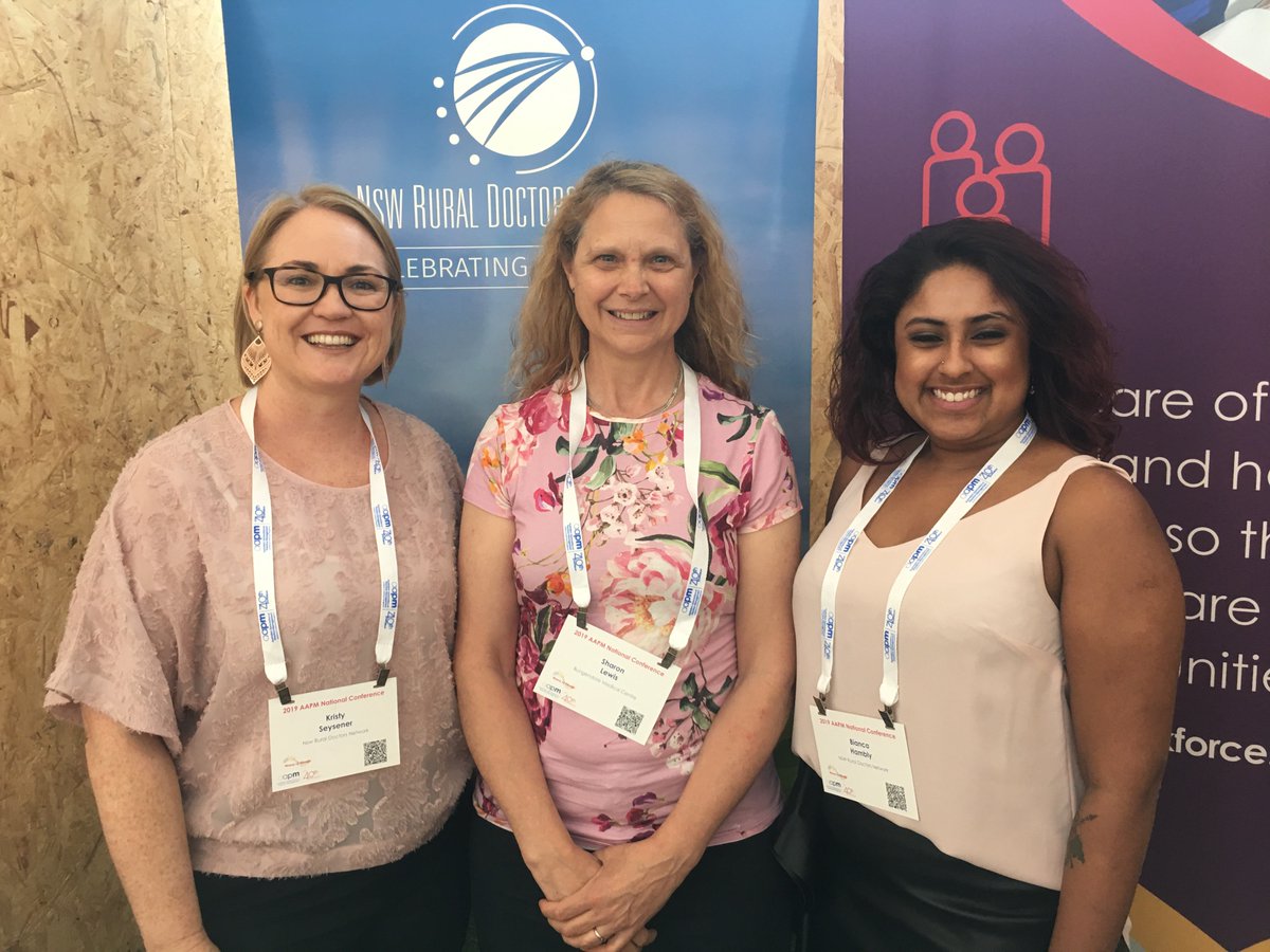 RuralDoctorsOrg's tweet photo. We are on stand 42 at the @AAPM_National Conference with @HWQld. RDN’s Kristy &amp; Bianca caught up with Sharon Lewis, a practice manager from Bungendore who received HWSP funding to attend the #AAPMConference. Visit https://t.co/nnUnusACyC to check if you are eligible for funding. https://t.co/ZqlDQzF805