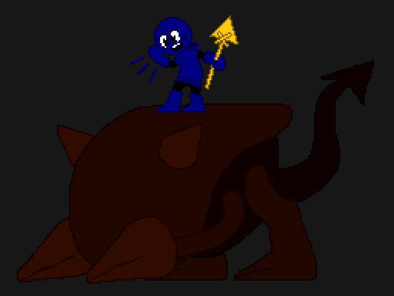 SirDabadee's tweet photo. Another late-night speed doodle of a #HighLevelMonster I just made up on the spot for @Pixel_Dailies #pixel_dailies
This thing is about to mess a whole lotta flying toasters up with its lack of eyes and drill-shaped pincers! https://t.co/jw3lLbRttX