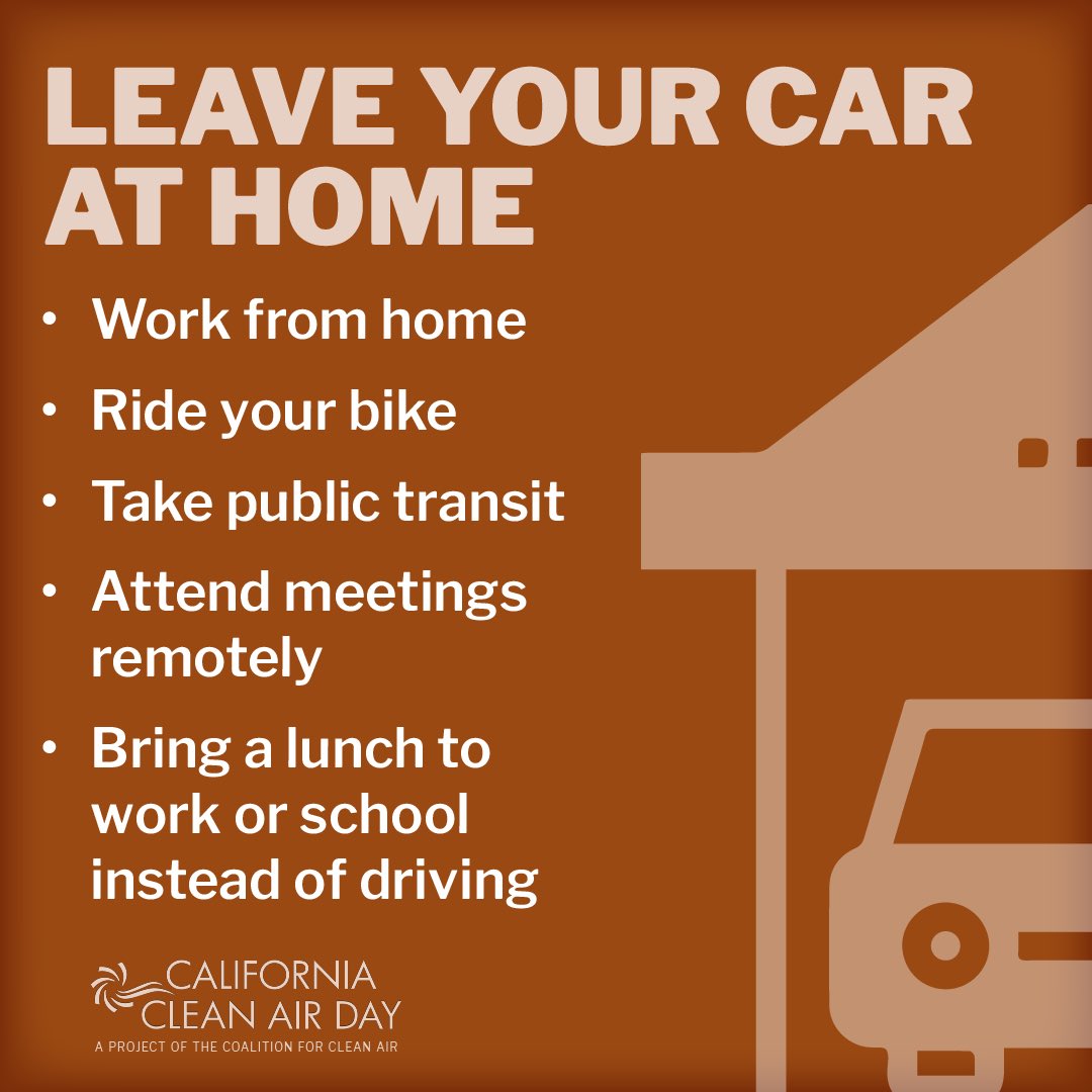ZeroWaste4LA's tweet photo. #CleanAirDayCA is TOMORROW! @CleanAirDay

Over 70% of commuters in California drive to work alone EVERY DAY! That’s over 12 Million people emitting a pound of CO2 EVERY MILE!

Take the Clean Air Pledge:
- Carpool More
- Ride Public Transit
- Bike, Walk or Scoot for trips <1 Mile https://t.co/Lh9W85IGdc
