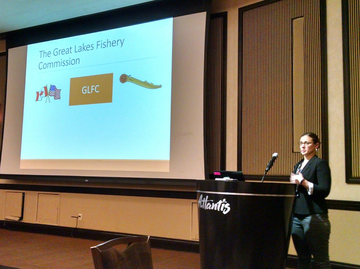 AFS_SciComm's tweet photo. Tell us something we don't know: @icanhaztwtr talks about the @LampreyControl's Science Transfer Program goal of better identifying #GreatLakes management needs + making science more accessible to managers #BeyondPub #AFS149 #TWS2019 #fishnwild https://t.co/aReZtt1swK