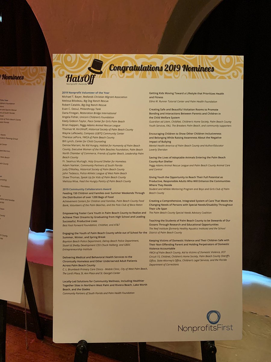 ucfoundation's tweet photo. Unicorn Childrenโs Foundation was honored to be nominated in 5 categories at the 2019 @nonprofitsfirst Hats Off Nonprofit Awards tonight!! Congratulations to all of the very deserving winners!!!!
#hatsoff #hatsoffnonprofitawards #nonprofitsfirst #charity #getcaughtbeingkind https://t.co/75xKTZZQ6L