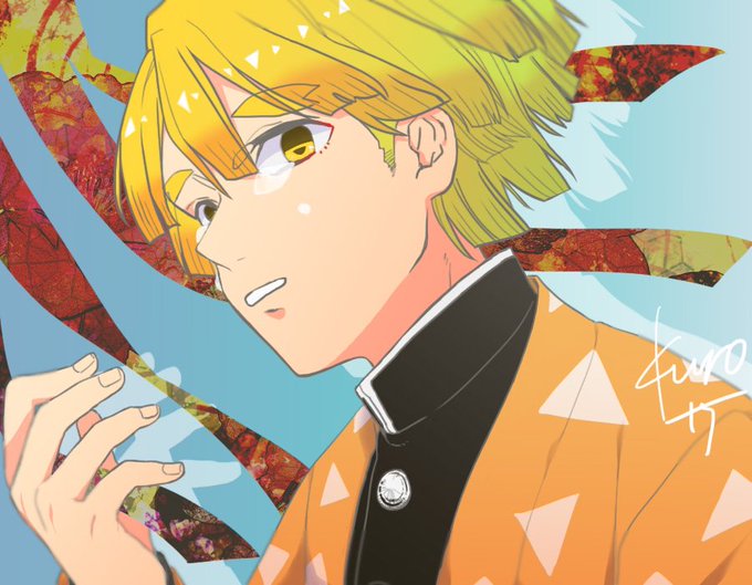 黒澤さんがTwitterに投稿した我妻善逸(鬼滅の刃)のイラスト。