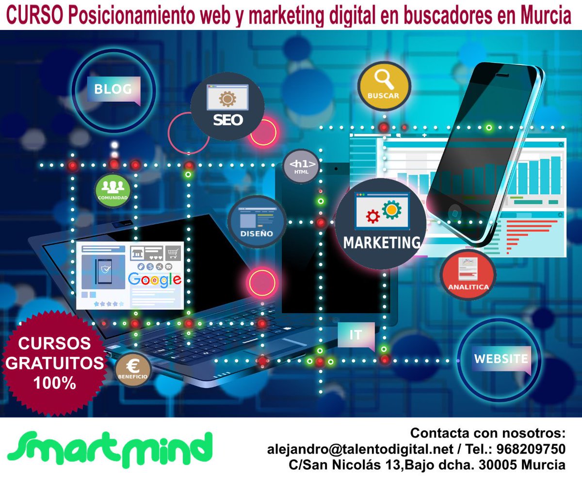 murcialeaders's tweet photo. Curso de Posicionamiento web y marketing digital en buscadores #gratuito en Murcia con prácticas, subvencionado con el #sefcarm ¡No te quedes sin tu plaza!  #cursos https://t.co/OsOXjTMGSN https://t.co/ZE29s4wogr