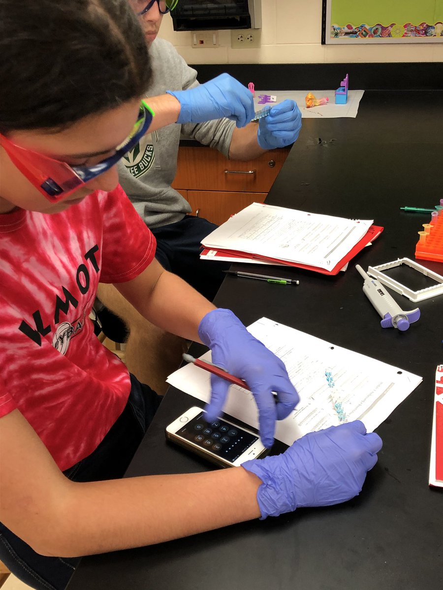 jochl's tweet photo. Medical Interventions students performing an ELISA to determine which patients are infected. @PLTWorg @wilmotuhs #InspiredbyWilmot https://t.co/G69tADXIvt