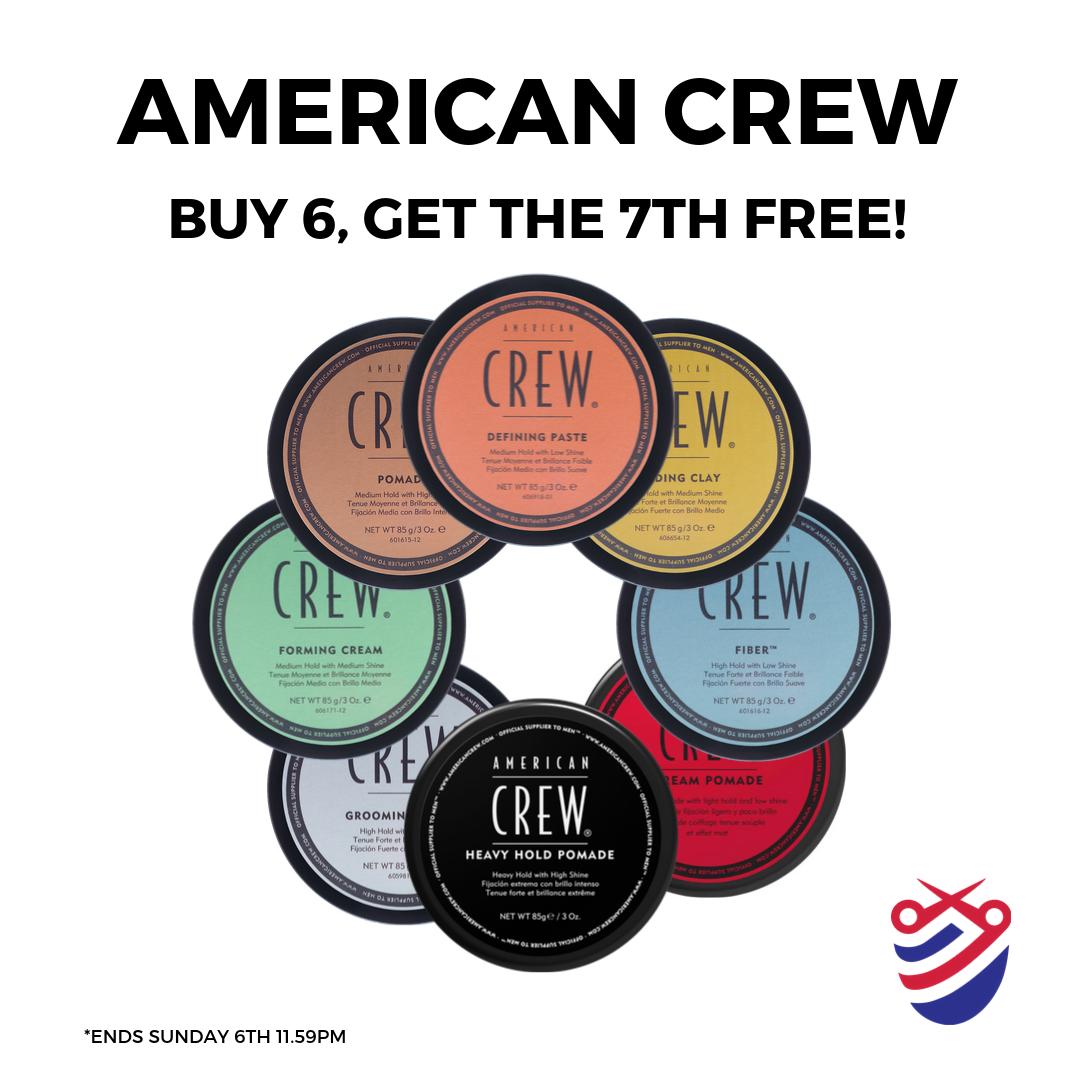 TheBarberco's tweet photo. Have you tried the fantastic #americancrew hair products and pomades? Buy 6 and get the 7th free today - make that any 6 #americancrew products on our website and you get 1 free! #mensstyle #mensgrooming #barbersupplies #barbers #barbershop https://t.co/tZhAJbaIBQ
