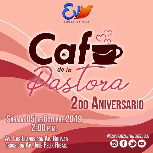 esperanzavivave's tweet photo. El café de la pastora se viste de gala celebrando su segundo aniversario, es por ello que te hacemos la cordial invitación a ti mujer bendecida y empoderada a que asistas el día sábado 5 de octubre a las 2:00 pm para que disfrutes y tengas una tarde dife… https://t.co/3G2KlskOfg https://t.co/PAtSm1f0ti