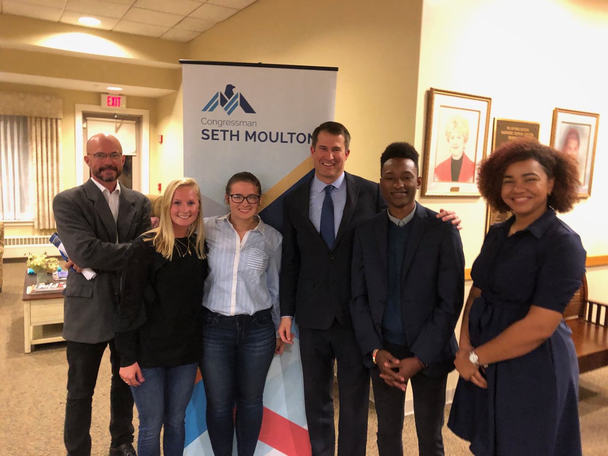 Josh McCabe (@joshuatmccabe) on Twitter photo Big thank you to <a href="/sethmoulton/">Seth Moulton</a> for taking a moment to chat with <a href="/EndicottCollege/">Endicott College</a> students and faculty after his town hall tonight. Big thank you to <a href="/sethmoulton/">Seth Moulton</a> for taking a moment to chat with <a href="/EndicottCollege/">Endicott College</a> students and faculty after his town hall tonight.