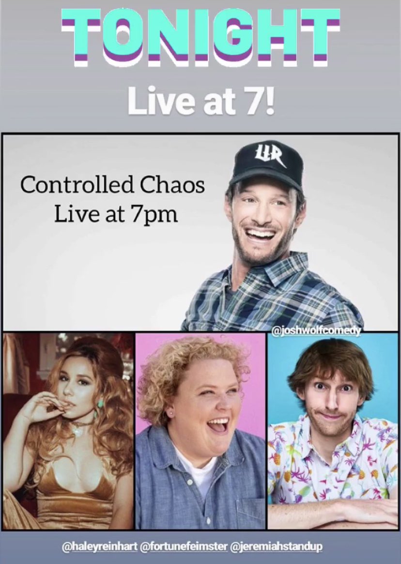 HaleyReinhart's tweet photo. Tonight Iโll be on #ControlledCaos w/ @joshwolfcomedy watch it live 7pPST โก๏ธ https://t.co/hQmwvsGjm8 or my #HaleyReinhart @facebook & could hear a little song too #DeepWater ๐ป๐ https://t.co/gOstAzhguL