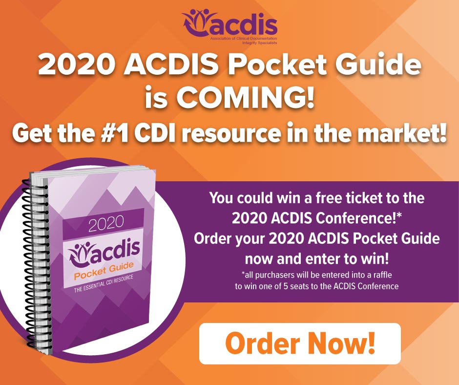 ACDIS's tweet photo. Have you pre-ordered your copy of the 2020 #ACDIS Pocket Guide yet? When you pre-order, you'll be entered to win a free ticket for #ACDIS2020! Order today here: https://t.co/woiwEVNwS5 https://t.co/Uey7i11s40