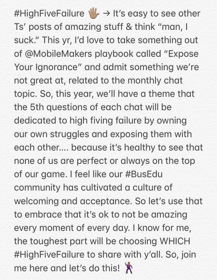 BusEdCrev's tweet photo. Before Q1 comes out hot... here’s a heads up on a new Q5 #BusEdu chat tradition —> We’re gonna try something new this year called #HighFiveFailure and see how it goes. Check out the explanation 👇🏼 https://t.co/WLeZYruIap