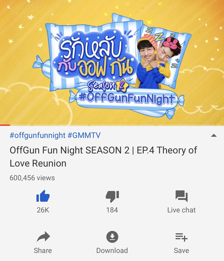 OffgunVariety's tweet photo. 💚 Update ยอดวิว 💚

02.10.2019  07.15 น.
( 19 วัน 11 ชั่วโมง 15 นาที)

🔺600,456 views
🔺26K like
🔺4 subtitles 

👉 https://t.co/Tik1hCOsNS

#OffGunFunNight 
#OffGunFunNightSS2EP4 https://t.co/axpKJZTbJ6