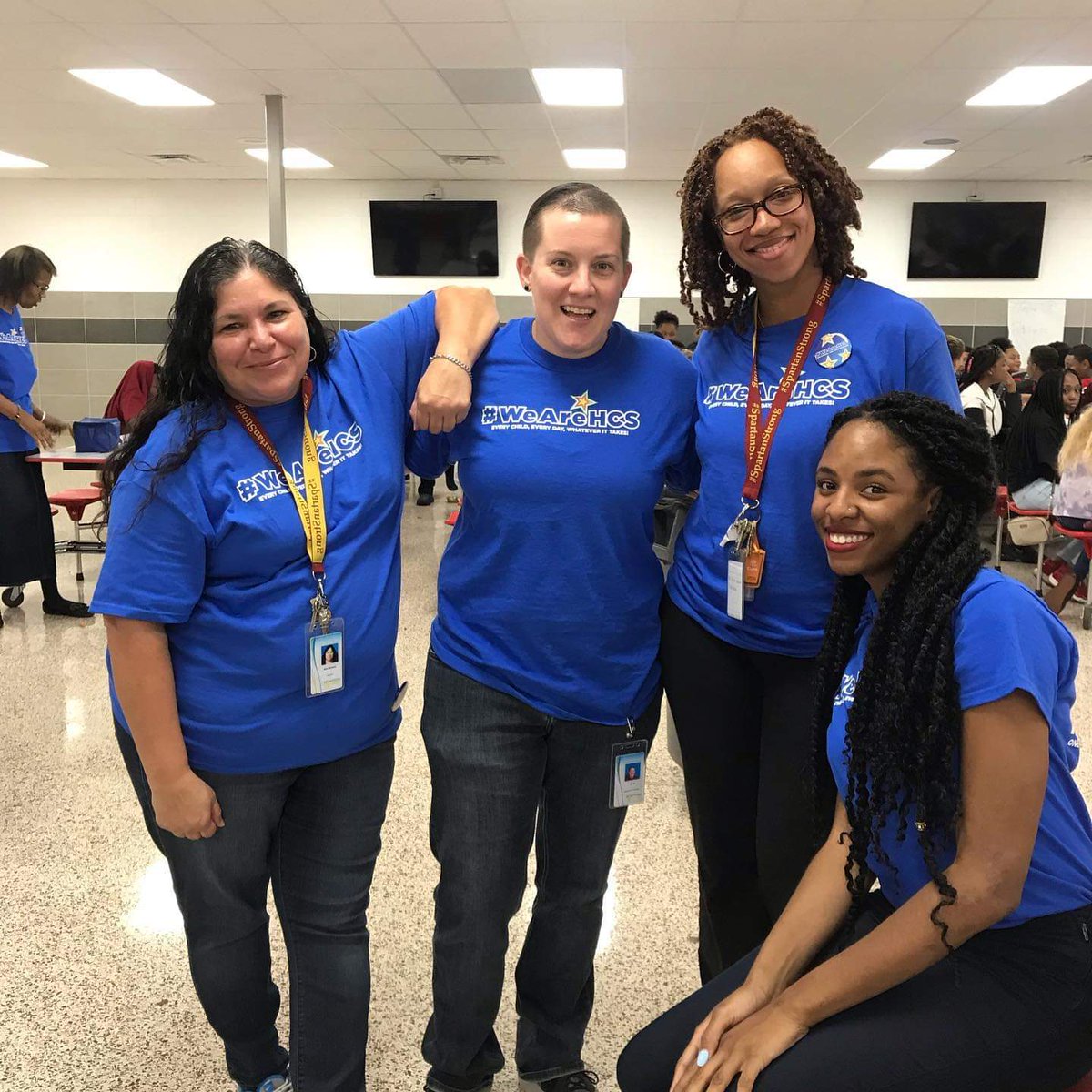 BenSymsMS's tweet photo. We are so excited to celebrate our Accreditation and the 100% Accreditation for Hampton City Schools!!! Our staff loved rocking their shirts today!! #SpartanStrong #WeAreHCS #100WeDidIt https://t.co/ZMbGBbH765