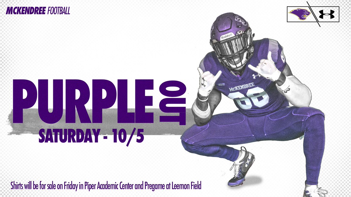 CoachRejfek's tweet photo. Excited for this weekend of @McKFootball!!! Celebrating homecoming as well as showing off our ALL PURPLE!! Make sure to get your shirt for the PURPLE OUT on Campus friday or before the game Saturday!! #ELITE #BEARCATSUNLEASHED #BEARCAT2TR0NG https://t.co/h7WUWjQHhX
