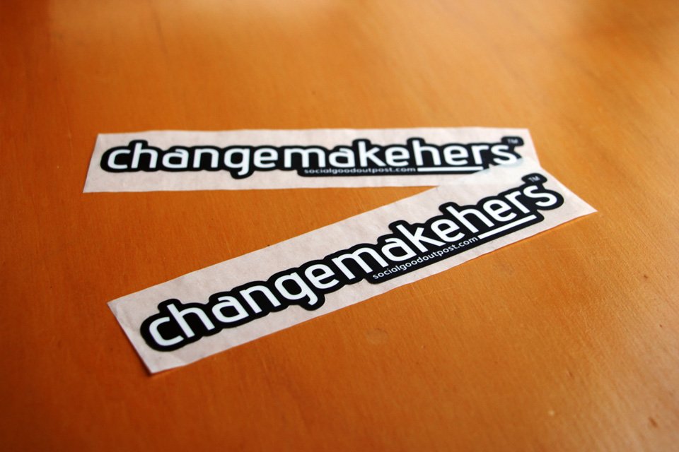 Stickers are 5.89″ x 1″ - Show the world you are making change with our #changemakehers sticker now! #SocialGoodAus #InternationalDayoftheGirl #UnstoppableGirls #feministdesign #foreverychild socialgoodoutpost.com/changemakehers…